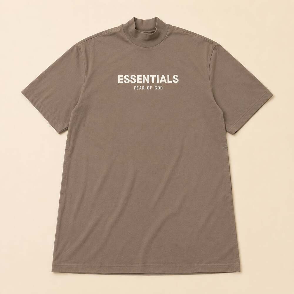 Fear Of God Essentials Taupe Mock Neck‎ Tee Dress Oversized Small Y2K